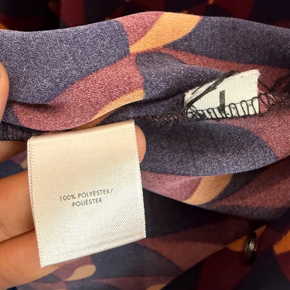 Ann Taylor Maroon, Navy & Orange Patterned Blouse - Picture 5 of 7